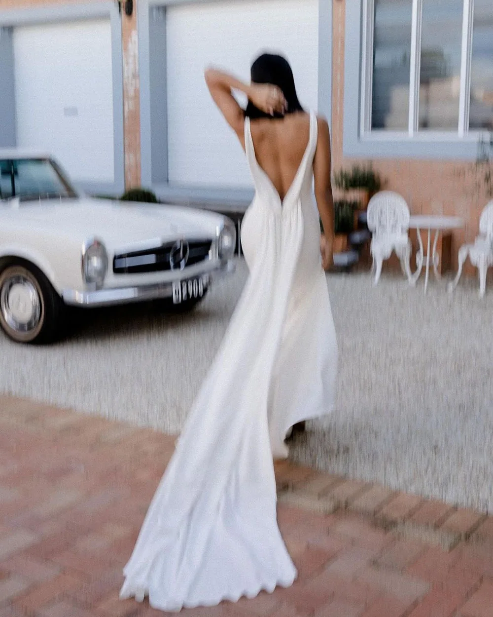 Mermaid Wedding Dress Boho Sexy V neck Wedding Gown Detachable Train Civil Open Back Simple Women Brides Dress Customized