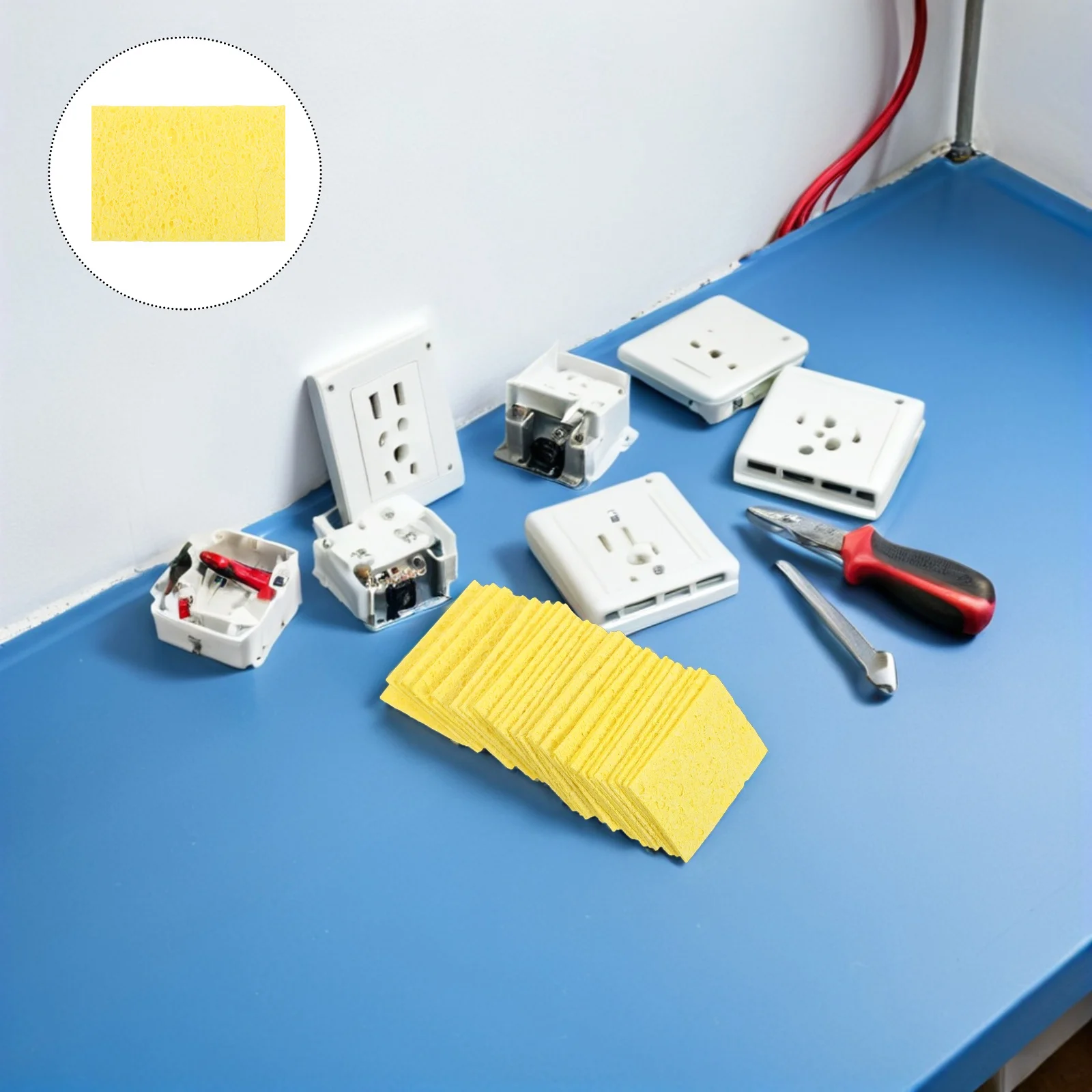 30 Uds limpiador de puntas de pistola para soldar esponja resistente a altas temperaturas 35x55mm Kit de esponja de soldadura de repuesto rectangular para soldadura