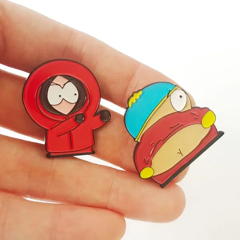 4pcs/set South Cartoon Park Enamel Pin Cute Cartoon Anime Backpack Clothing Lapel Brooch Jewelry Accessories Birthday Gifts