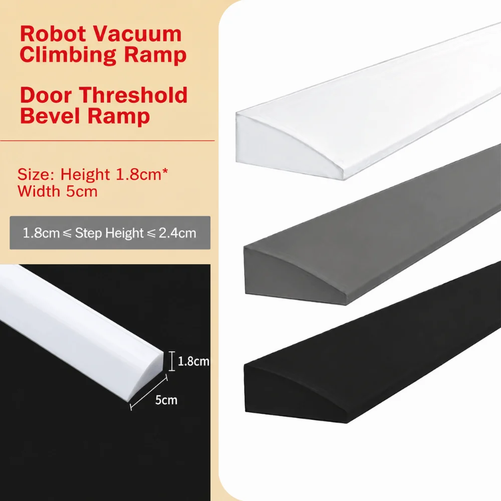 1M Silicone Sweeping Robot Slope Climbing Strip Self-adhesive Bendable Threshold Ramp Waterproof Anti-slip Door Sill Pad