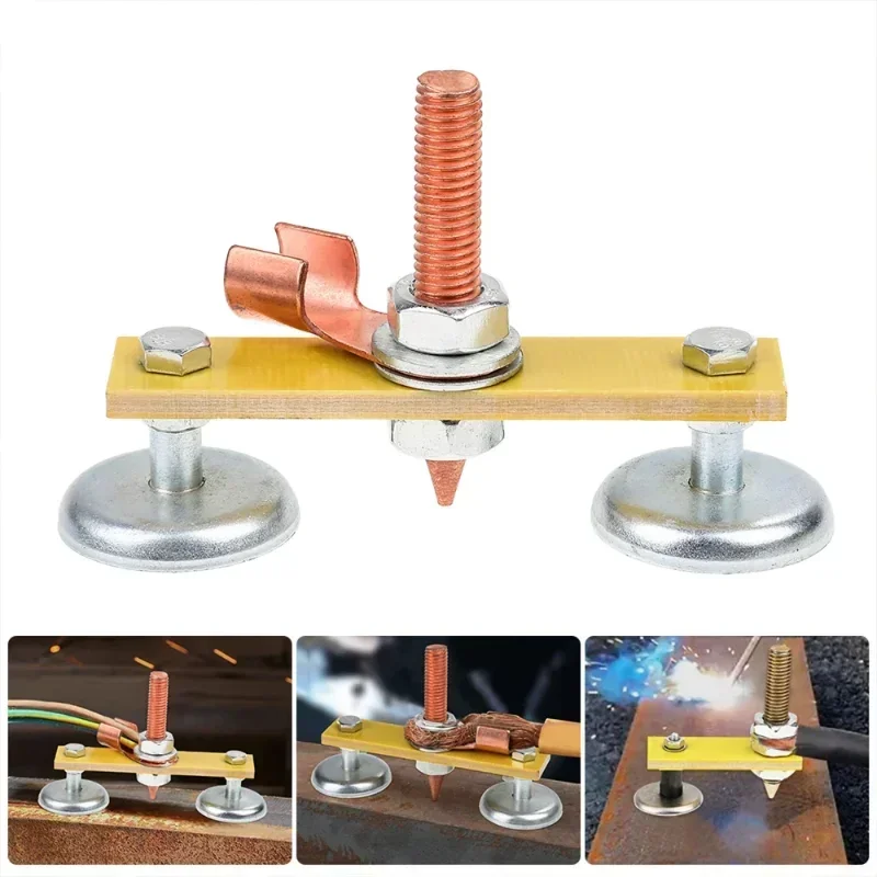 1 pz saldatura testa magnetica saldatura magnetica Fix morsetto a terra doppio forte supporto per saldatura elettrica a terra