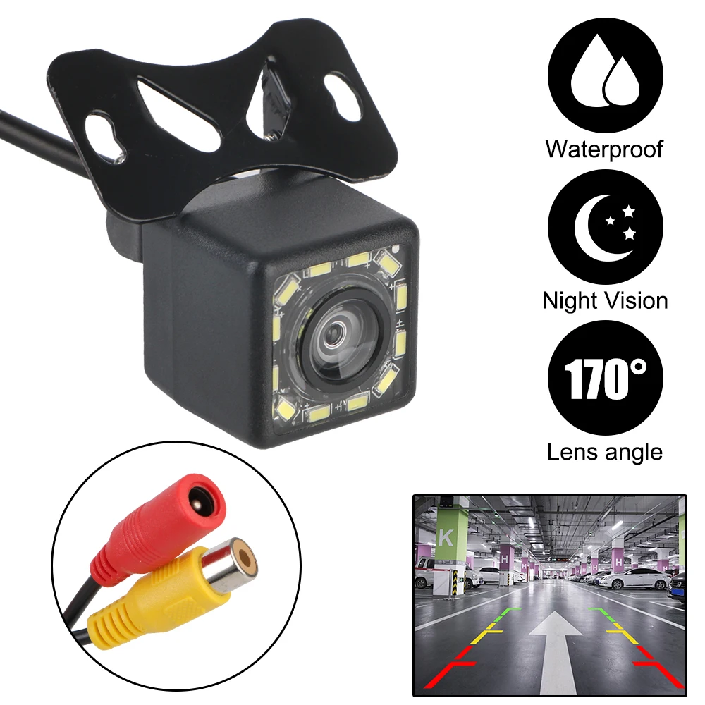 

12V Car Rear View Cameras 12 LED Reversing Parking Monitor PDC Parktronics Waterproof CCD Chip 170° Wide View High Definition