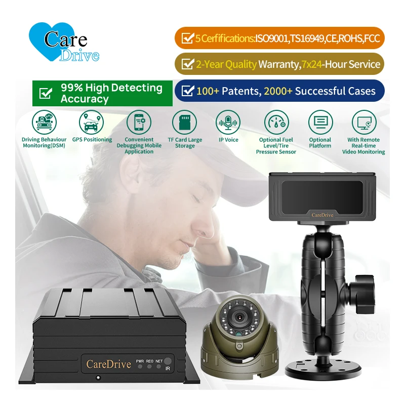 

CareDrive MR910-D Fleet Cmsv6 Gps Full Hd Car Hd Dvr SD Card Storage Video Recorder Monitoring AI Mdvr Sleep Drivers Alarm