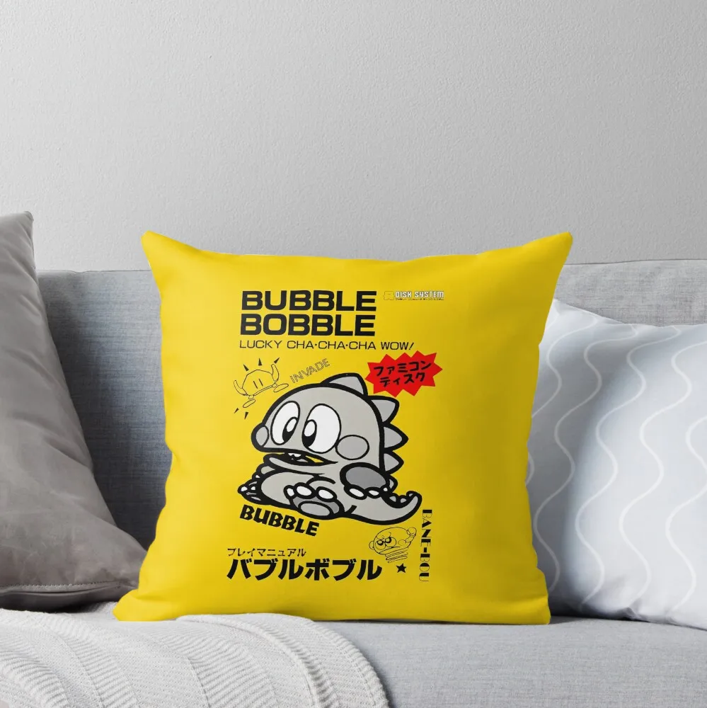 

Bubble Bobble Lucky Cha Cha Cha Wow Retro computer game cute dragon Decorations Pillow Case Cover for Home Double-sided Printed