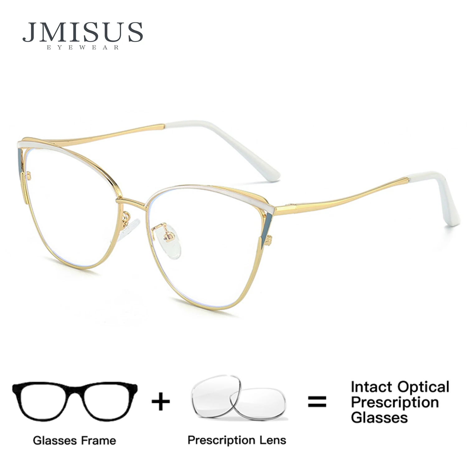 

JMISUS Metal Alloy Cat Eye Prescription Glasses Women Blue Light Blocking Photochromic Grey Butterfly Optical Eyewear
