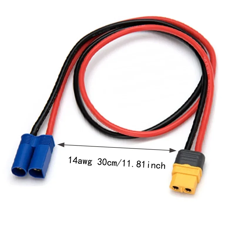 2pcs Charge Lead Cable XT60H Female to EC5 Male Adapter Wire 14awg 30cm for RC Plane Car Boat Battery Charger Motor Esc