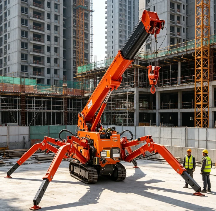 3-5 Tons Electric Crawler Spider Crane with 15m Lifting Height Wireless Remote Control All-Terrain Energy Saving