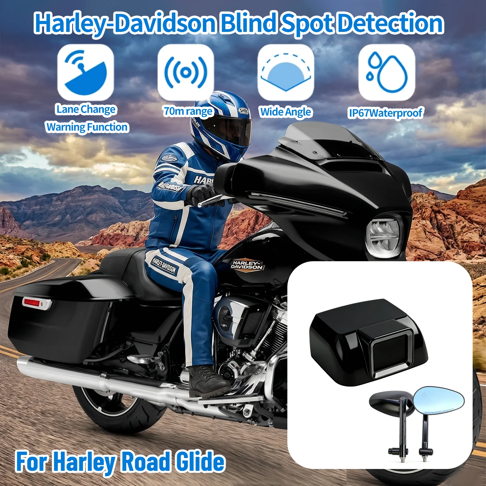 

Комплект безопасности для мотоциклов Harley Road Glide: радар BSD 77 ГГц для обнаружения слепых зон, всепогодный, с предупреждением о смене полосы движения и о заднем столкновении
