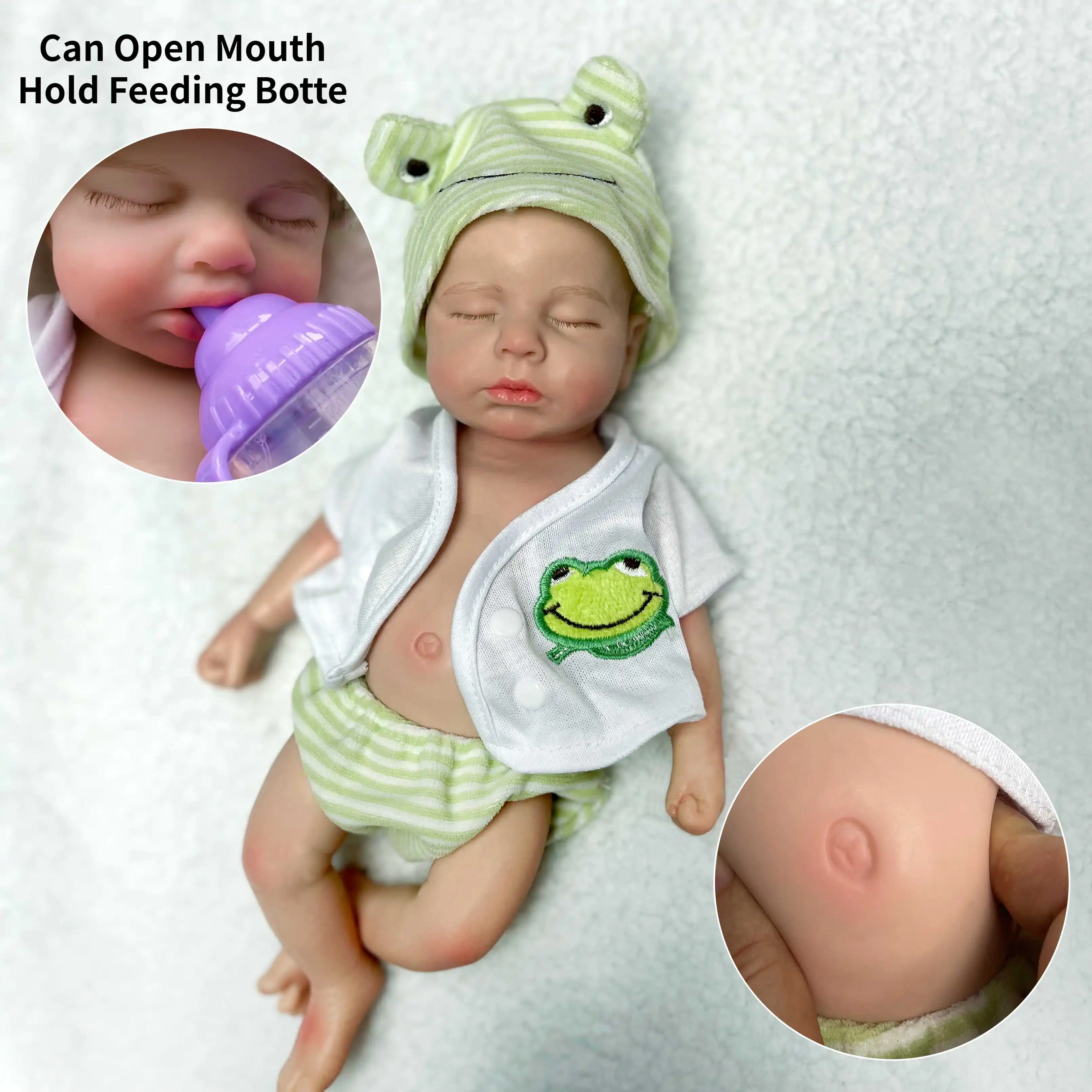 13 Inch Full Body Silicone Loulou Boy Or Girl Can Open Mouth Bebe Newborn Doll For Birthday Gifts