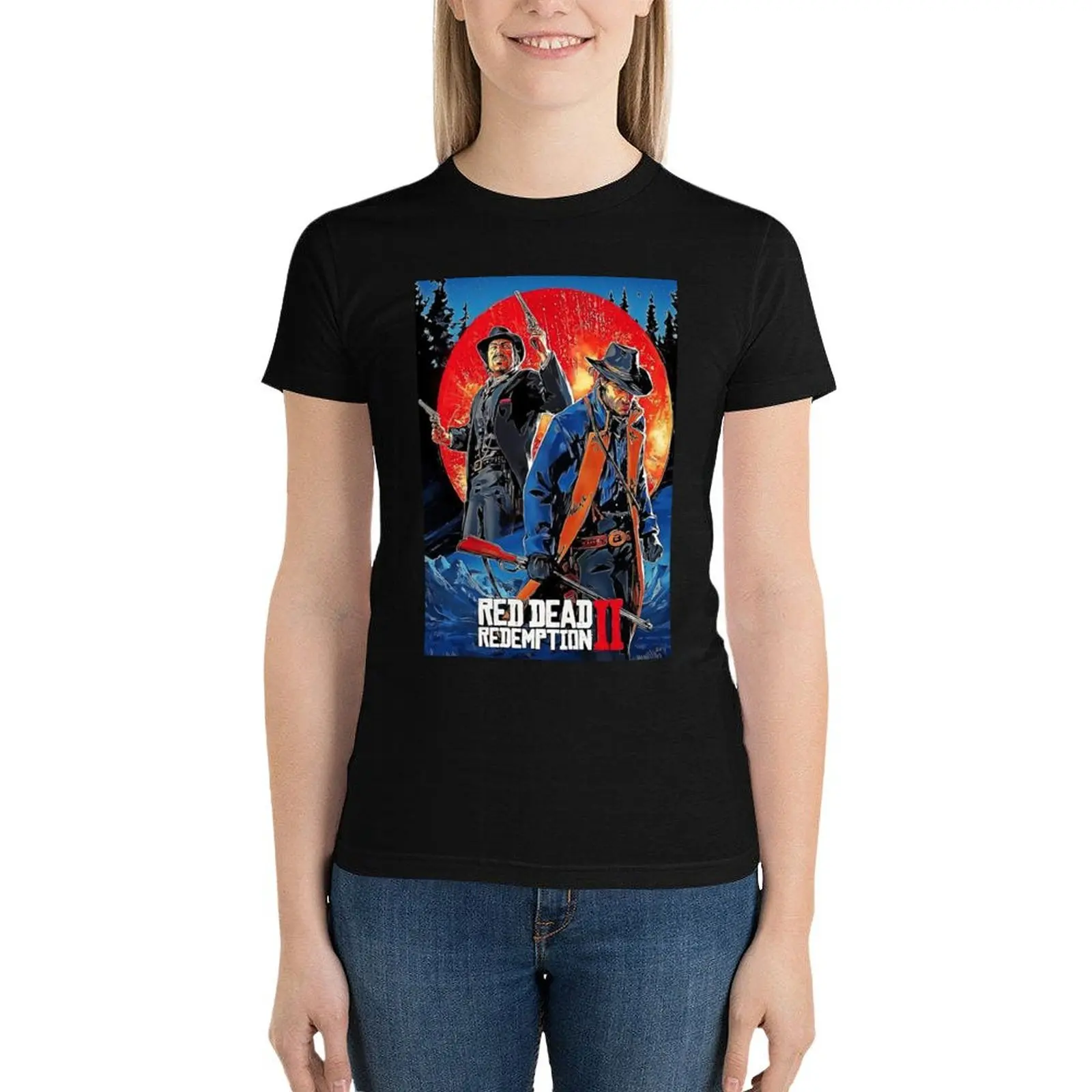 Red dead redemption2 art Camiseta con estampado de animales, tops de verano, camiseta para mujer