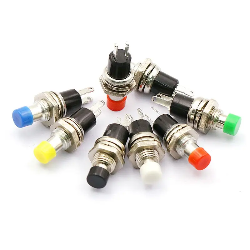 5PCS Mini Round Momentary Push Button Switch Press The Self-Reset 7mm Red Yellow Green Blue Black White