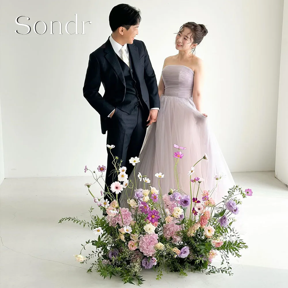 Sondr Fairy Light Pink Korean Wedding Dress Soft Tulle Bridal Gown for Photo shoots Vestidos Novias Boda Women Customized