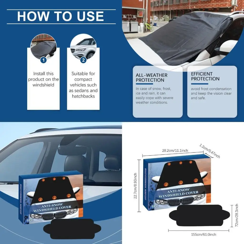 

31BC Rain Snow Resistant Black Cover Dustproof Car Umbrella Front Windscreen Cover