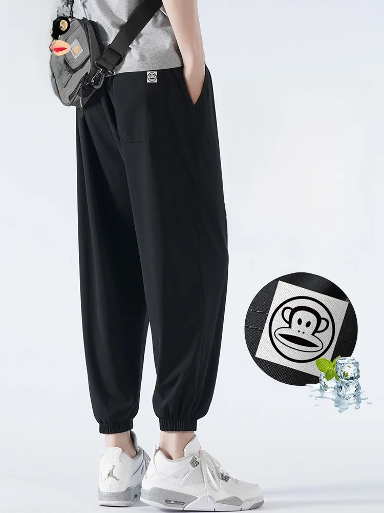 

PaulFrank American Ice Silk Casual Pants Men's Summer Thin Loose Qui Dry Cuffed Sports Pants Youth Active Sle Nylon Fabric