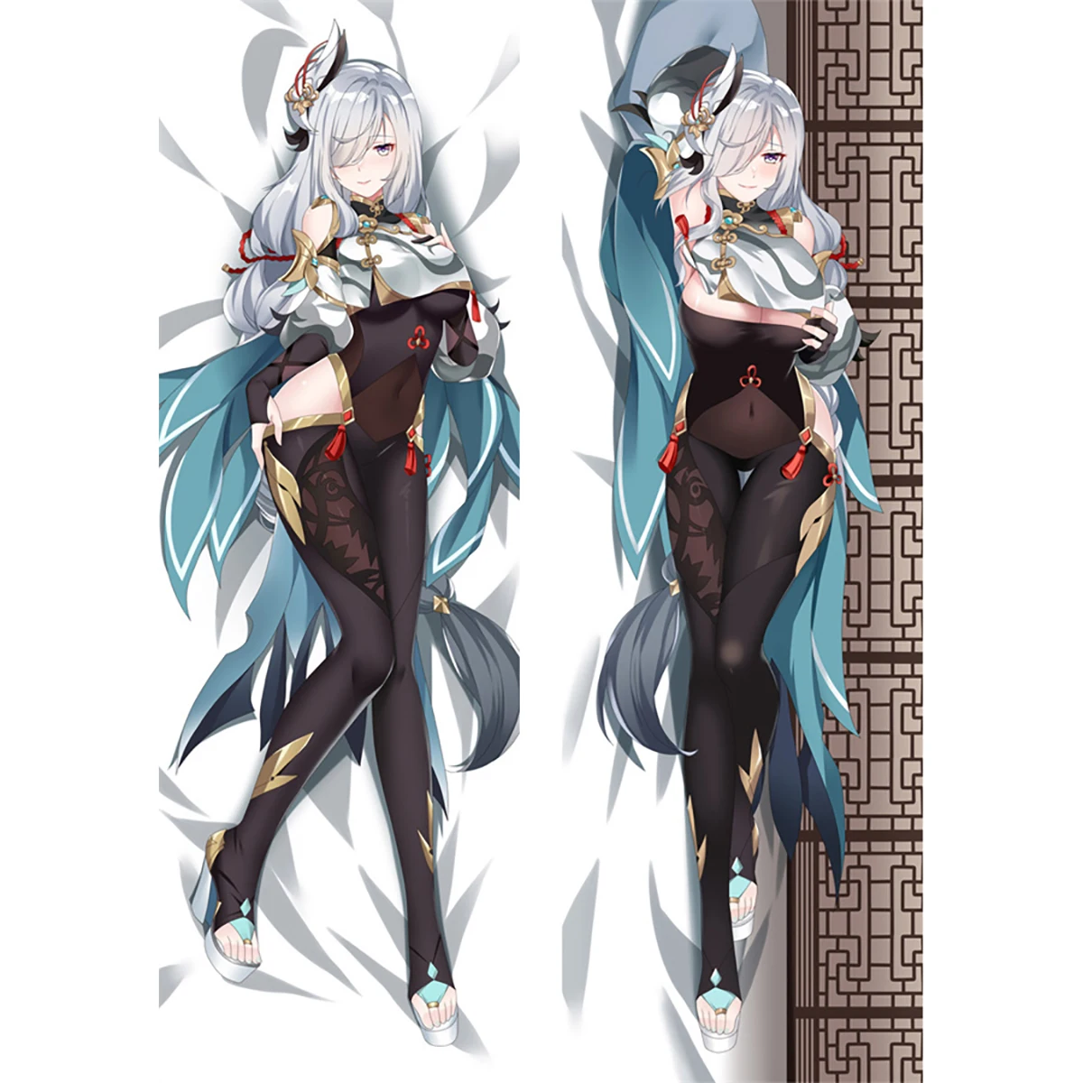 

50x180cm Game Anime Genshin Impact Shenhe Cosplay Dakimakura PillowCase Hugging Body Prop Pillow Cover