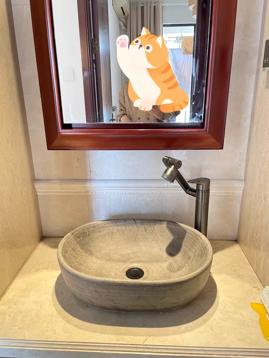 Ceramic countertop sink oval washbasin, bathroom balcony washbasin GN258TB view 4