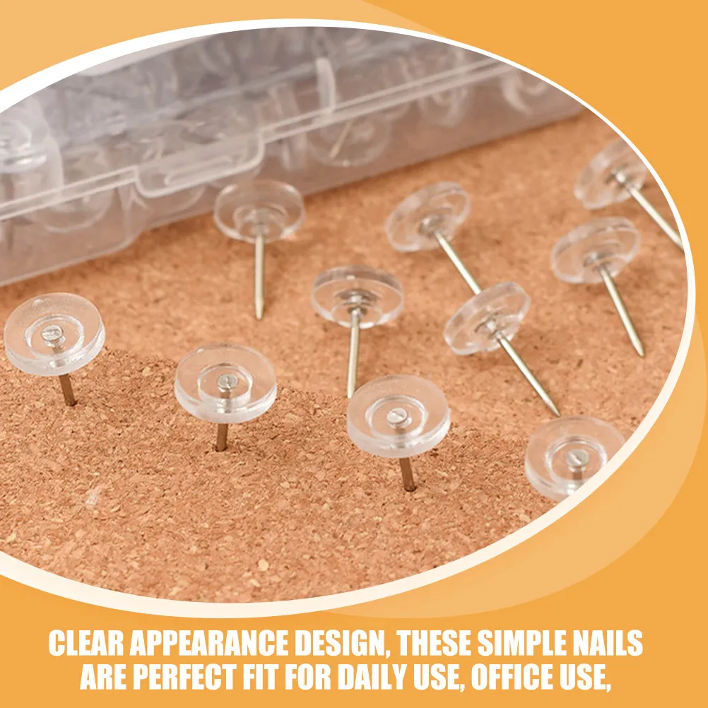 

50Pcs Flat Head Pushpins Clear Thumbtacks for Bulletin Boards Cork Boards Wall Map Marking Office Home Use Transparent Thumb