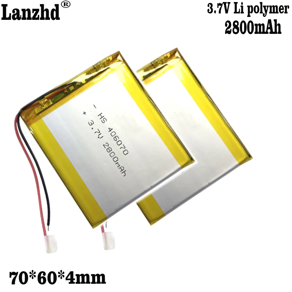 1-12pcs 3.7V 2800mAh 406070 Lithium Polymer Li-Po li ion Battery cells For hydrating instrument Mp3 MP4 MP5 battery 70*60*4mm