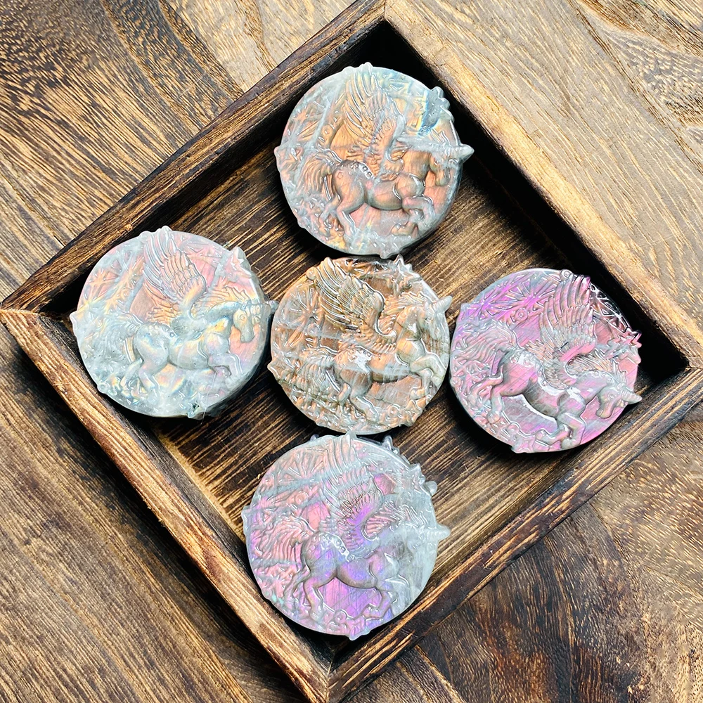 1PC Labradorite & Moonstone Unicorn Dream Wings Crystal carvings - perfect for gifts, party decorations and tabletop displays