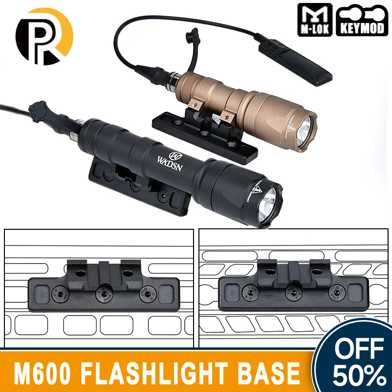 

WADSN M300 M600 M600C Tactical Flashlight Base Hunting Scout Light forM-lok Keymod Rail Hunting Rifle Airsoft Weapon Accessories