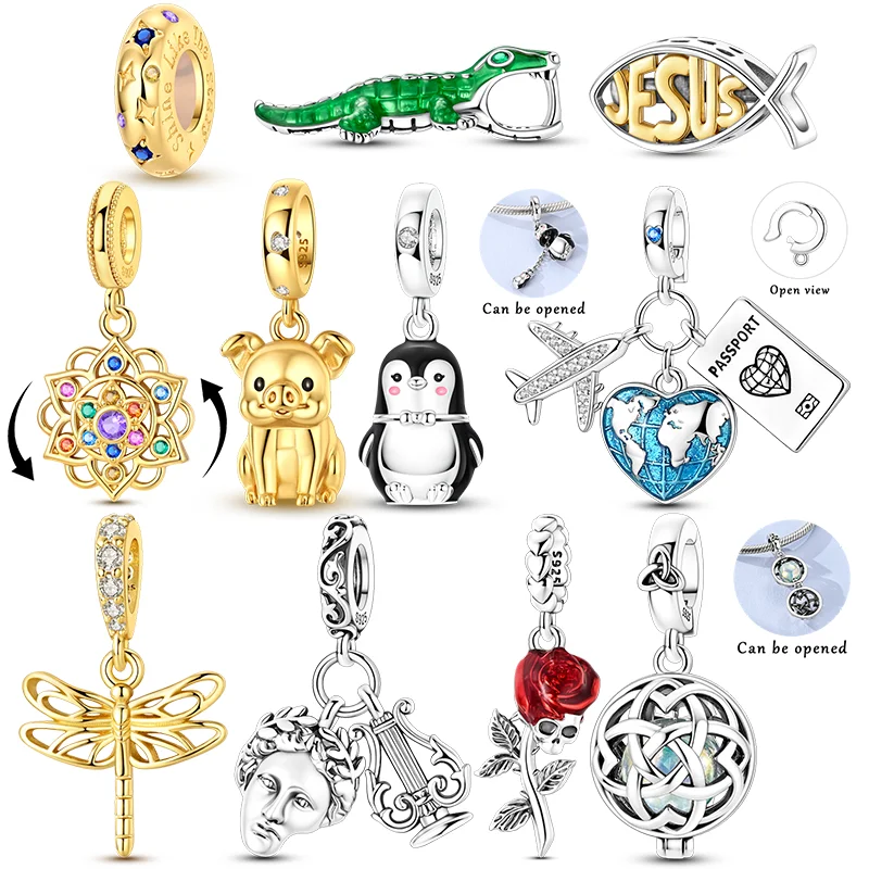 Fit Original Bracelet 925 Sterling Silver Charms Bead CZ Zircon Celtic Knot Love Map Pendants DIY Jewelry Gift
