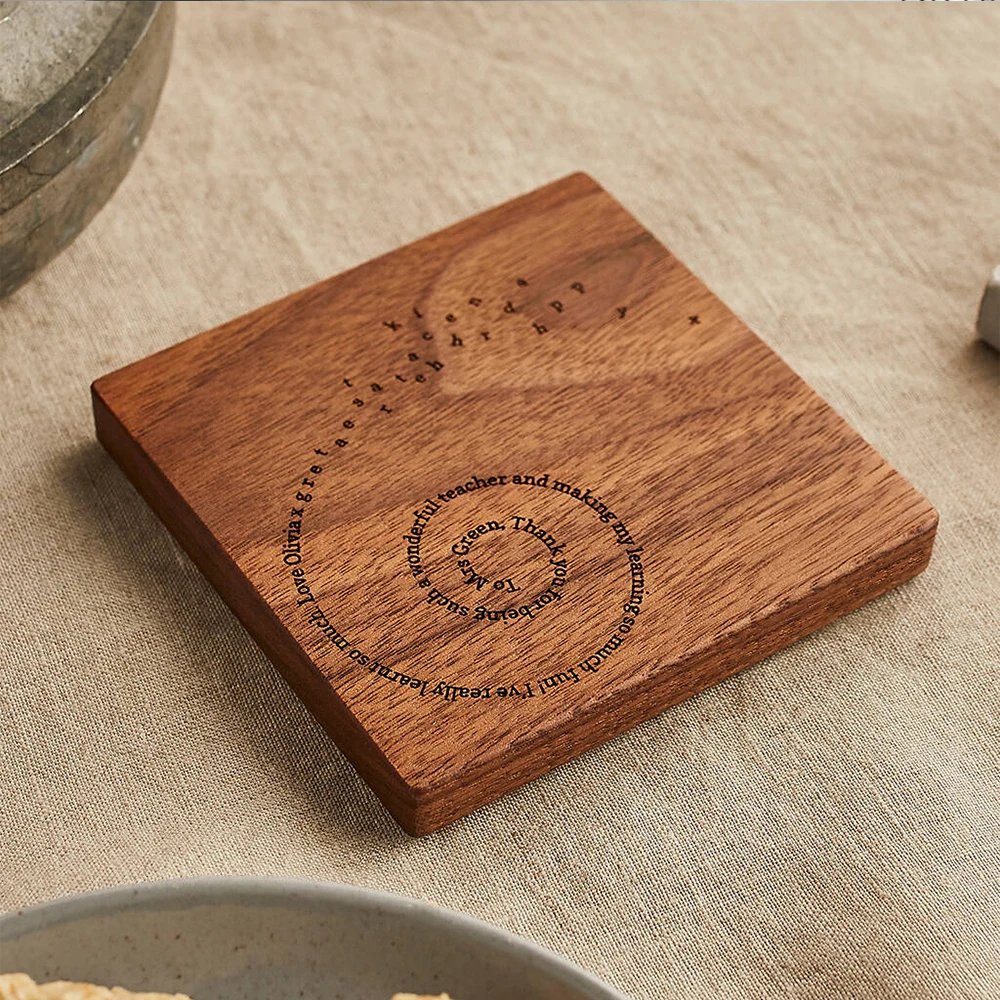 Personalised Engraved Solid Wood Coaster Say 