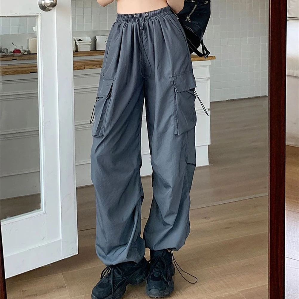 กางเกงแฟชั่นสตรีท ผู้หญิง ฮิปฮอป ชุดเอี๊ยมสำหรับวันหยุด ไม่มีความยืดหยุ่น สำหรับสวมใส่ในชีวิตประจำวัน ความยาวปกติ แฟชั่นสตรีท