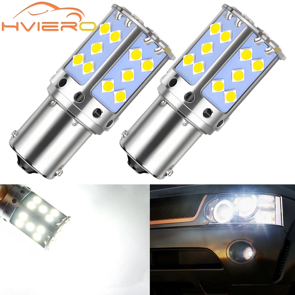 2PCS Car Turn Signal Light Amber White P21W LED 1156 BA15S BAU15S 35SMD Bulbs Canbus Free Leds AUTO Lamping License Plate Lights