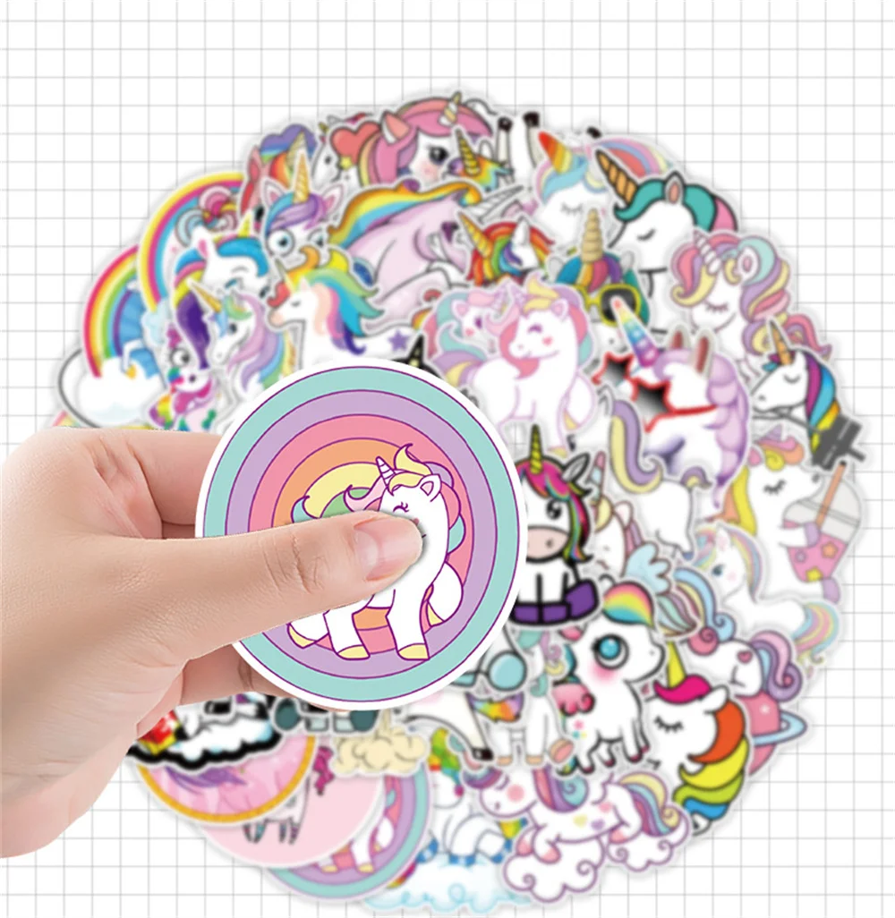 50 PCS Unicorn Graffiti Stickers Luggage Water Cup Computer Laptop Waterproof Stickers Handbook Stickers