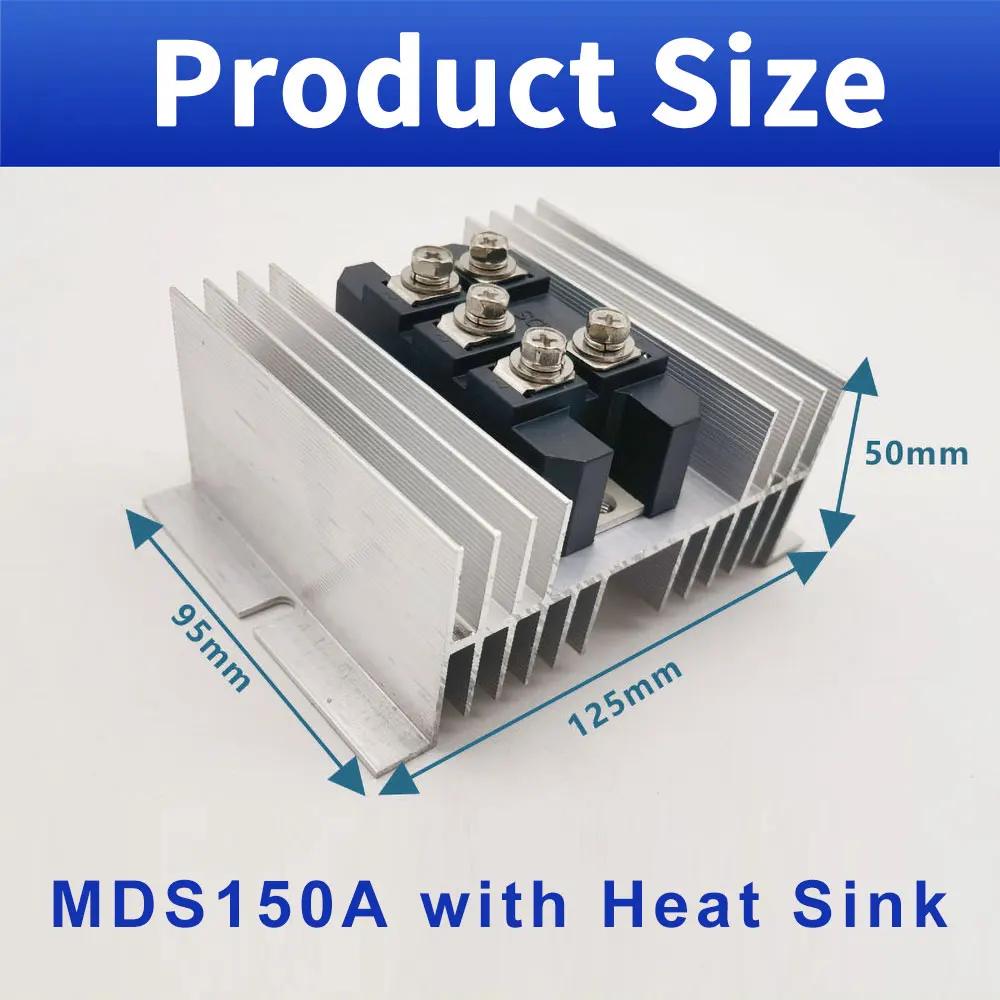 Three Phase Rectifier Bridge MDS150A Bridge Rectifier Module Installation Radiator W-95 125mm x 90mm x 50mm Installed