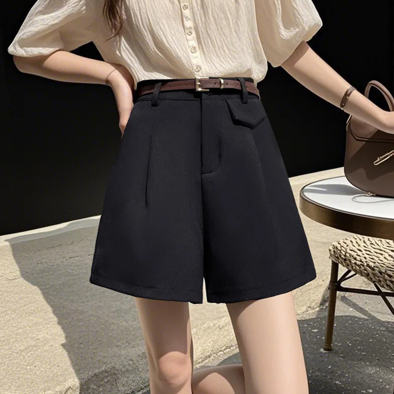 

Женские шорты 2026: Новинка! Летний костюмный материал, высокая талия, универсальный крой. Стильные повседневные широкие брюки с эффектом похудения.