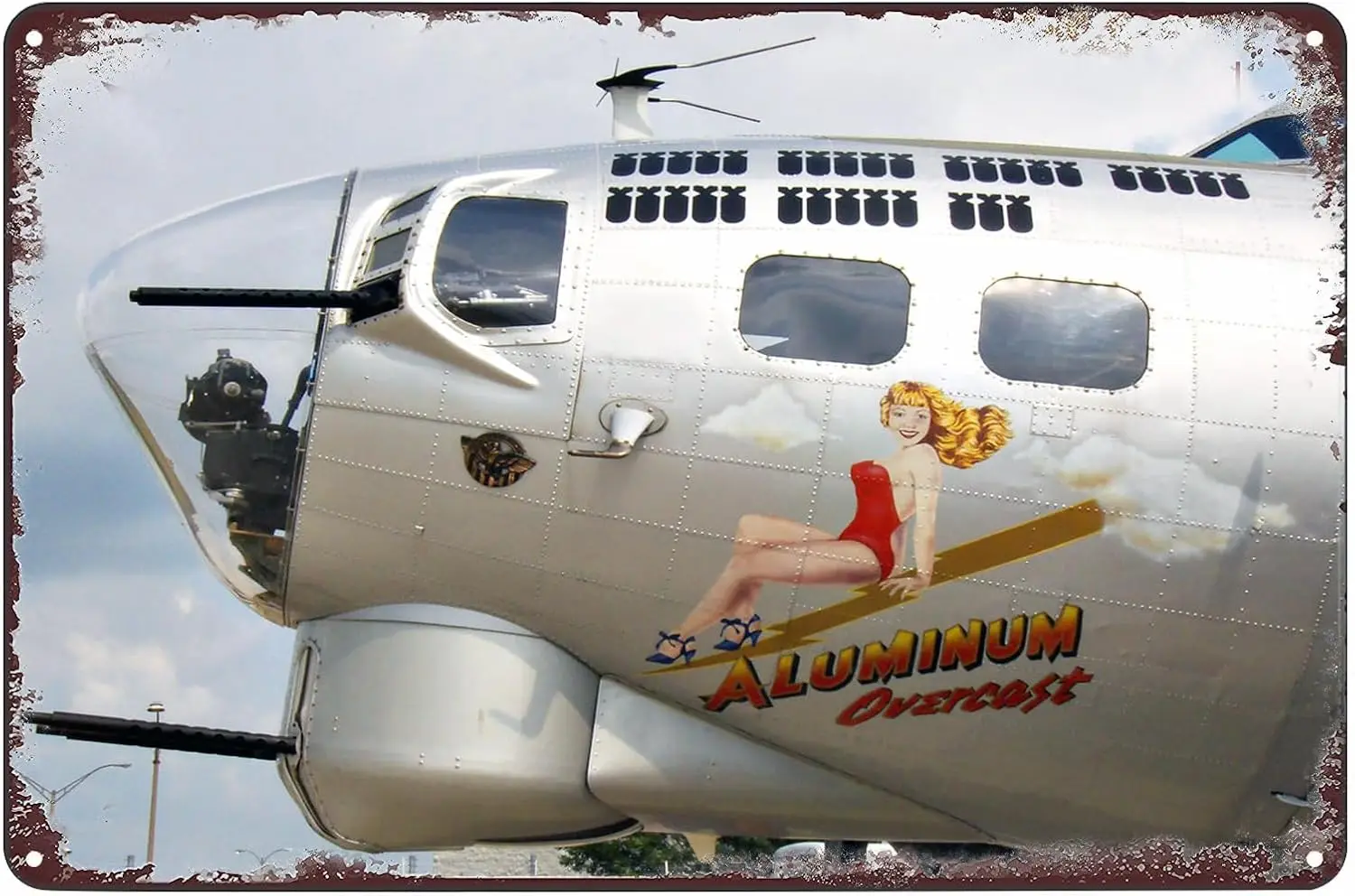 Pin up Girl Aviation Nose Art Metal Poster Vintage Airplane Tin Sign Wall Decor Plaque for Home Bar Club Living Room Garage sign