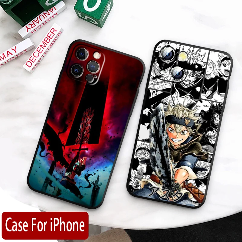 Black Clover Asta Apple iPhone Case For 15 14 13 12 11 Mini XS XR X 6S 6 Pro Max Plus Black Soft Cover