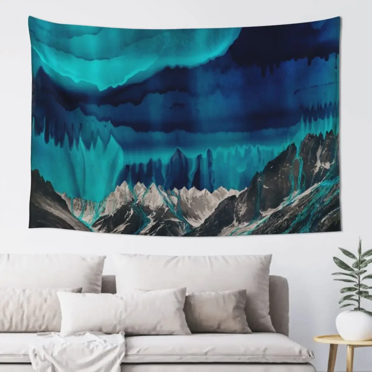 Skyfall, Melting Blue Mountain Clouds Tapestry Wall Decor Bedroom Decor Aesthetic Aesthetics For Room Wall Decorations Tapestry