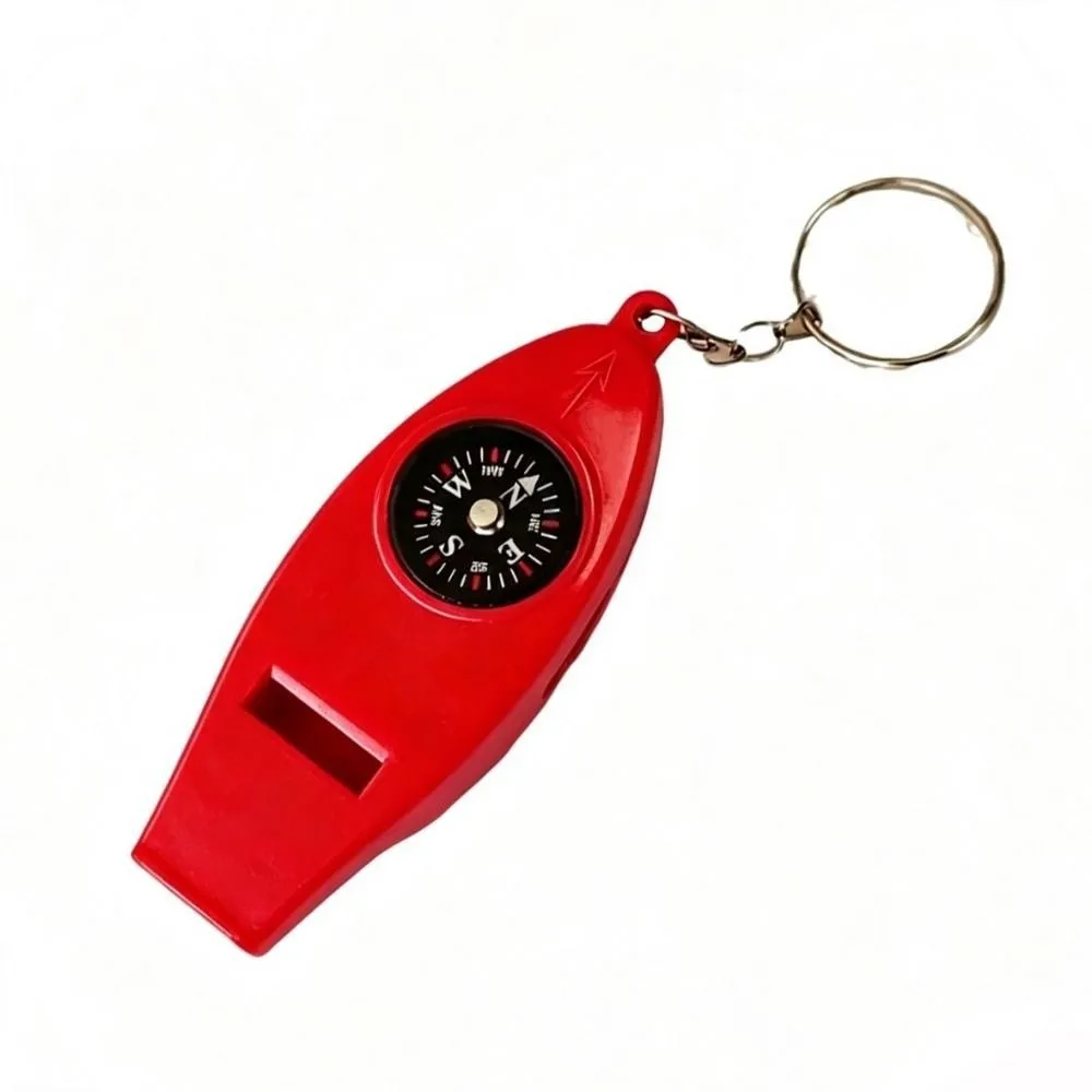 4in1 Outdoor Survival Whistle ABS Material with Compass Camping Hiking Magnifying Glass Portable Loud Sound