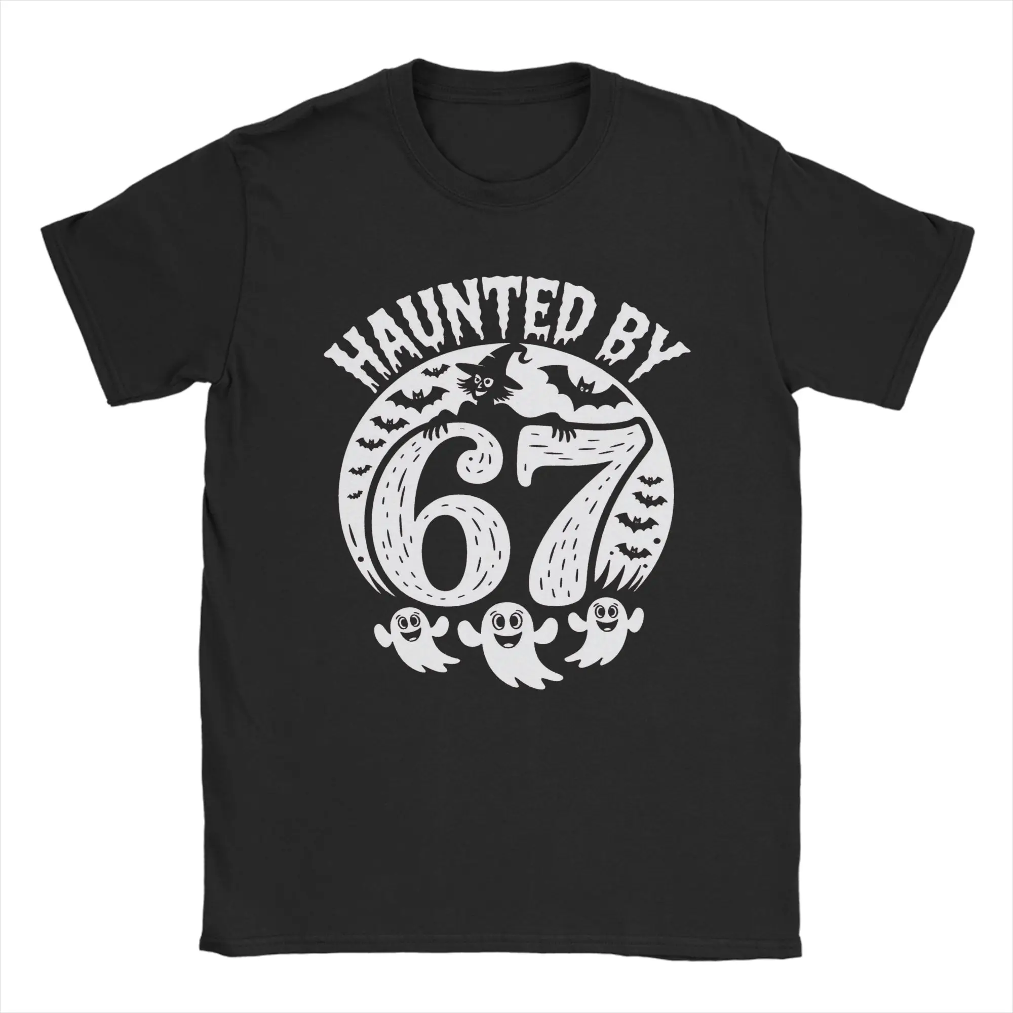 67 Meme Ghosts Haunted By 67 T-Shirt Summer Popular T Shirts Cotton Breathable Plus Size Clothes Short Sleeve Streetwear Tshirt
