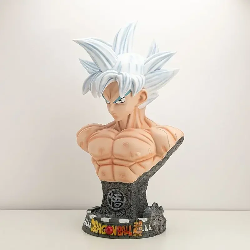 45Cm Grote Drakenbal Z Figuur Zoon Goku Buste Actie Beeldje Zwart Wit Haar Model Collectie Hars Standbeeld Pop Speelgoed Ornament