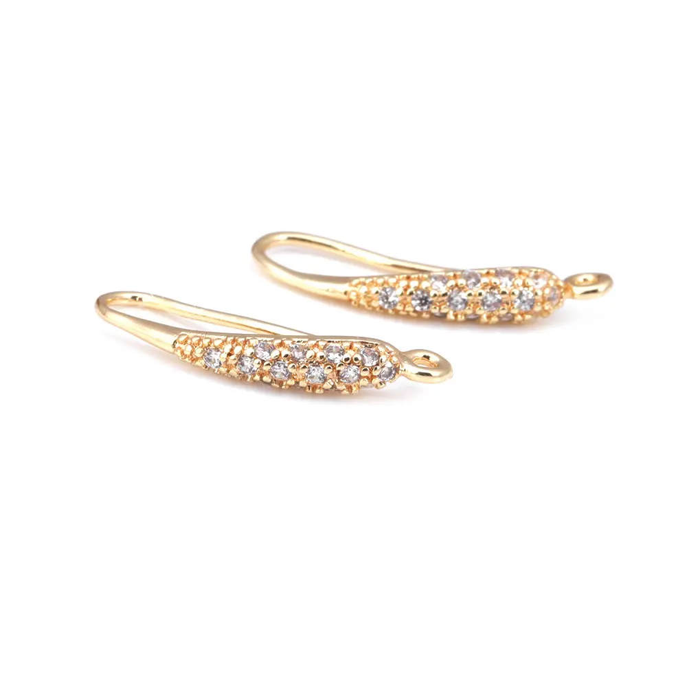 6PCS High Quality 18K Gold Color Brass with Zircon Earrings Hook Diy Jewelry Making Supplies Earrings Accessories for Women
