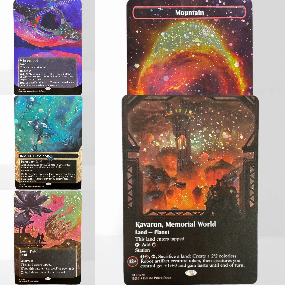 

EOE EOS UNF SLD GALAXY FOIL-2 TCG Magical Proxy Hallowed Fountain Inventors' Fair Mana Confluence Mountain German Black Core
