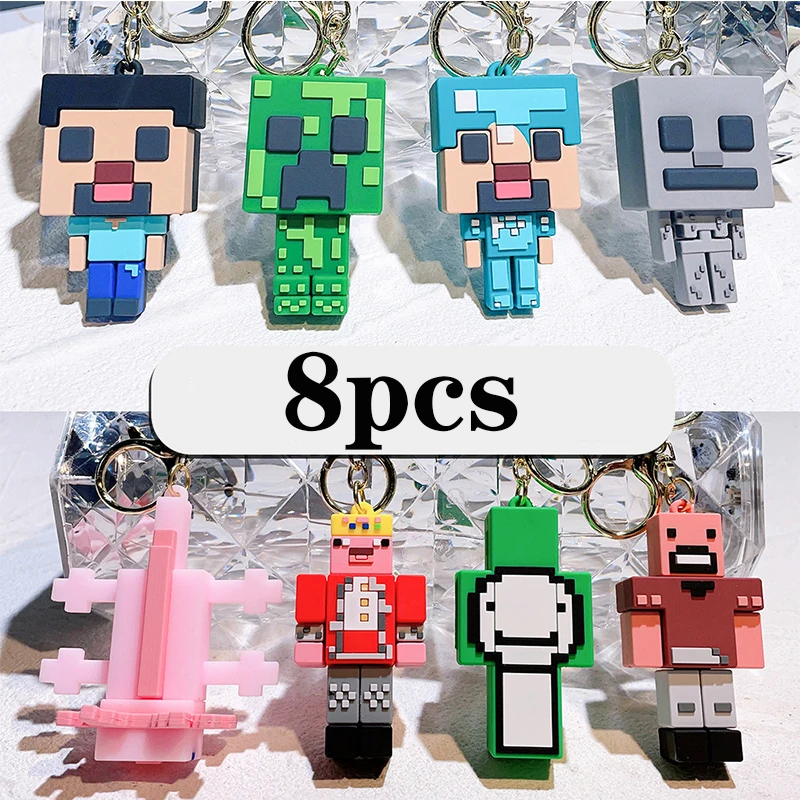 New Creativity My World 3D Sandbox Game Keychain Minecraft Couple Keychain Bag Pendant Cos Action Figure