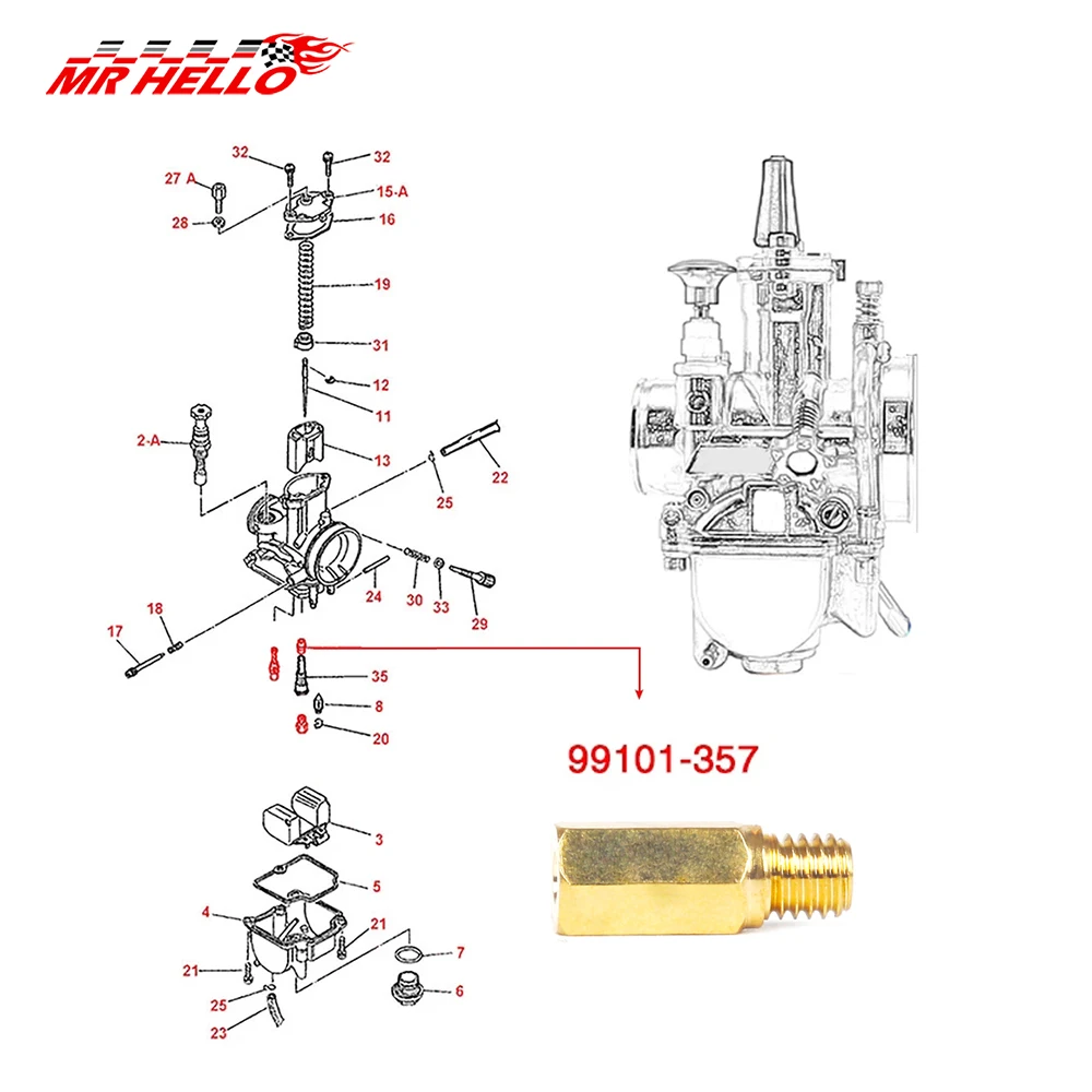 10pcs Carburetor Main Jet M5 Thread for BD CRS FCR FCR-MAX PD PE PJ PWK PWM Carbs Injector Nozzle Size 60-215