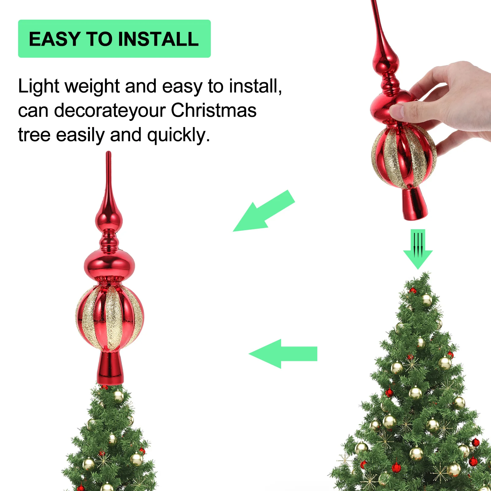 

Christmas Tree Topper Spherical Plastic Ornament Xmas Treetop Decor Holiday Festival Party Decoration Festive Atmosphere