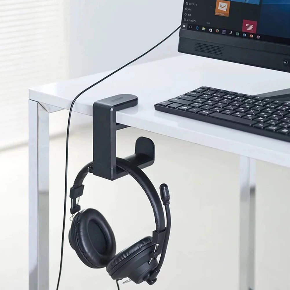 Supporto per cuffie sotto la scrivania con girevole a 360 gradi e organizer per clip per cavi Supporto per cuffie da gioco per PC Supporto per cuffie con morsetto