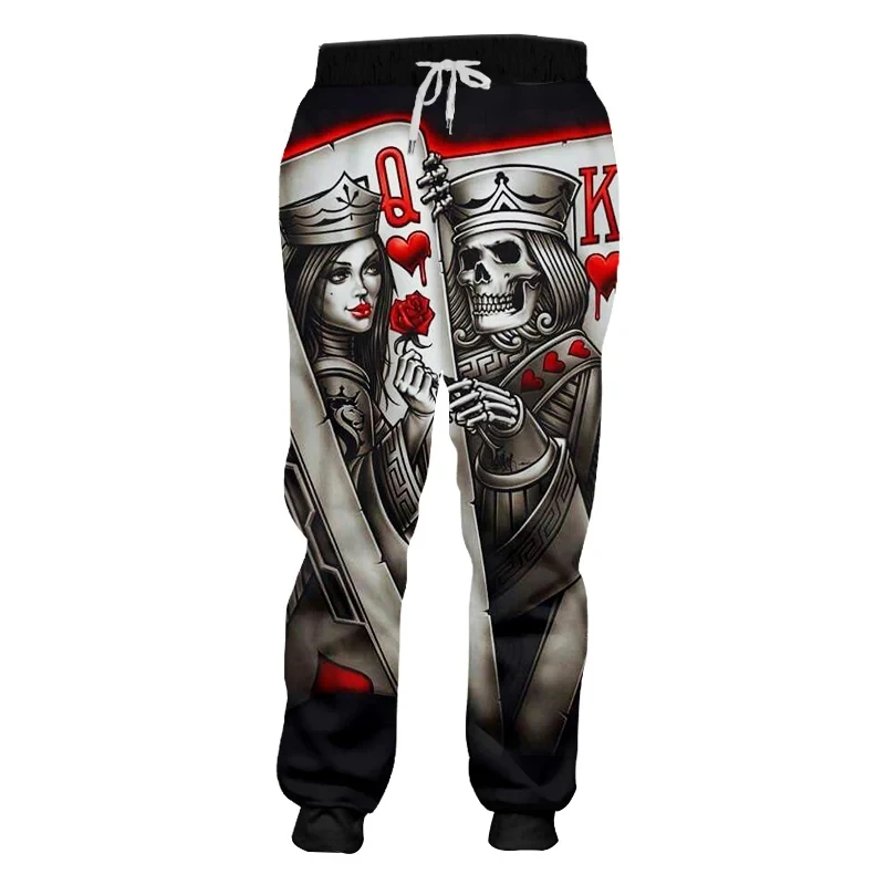 Skull Poker Picture 3D Printed Fashion Men\'s Joggers Pants Streetwear Autumn Sweatpants Unisex Casual Trousers