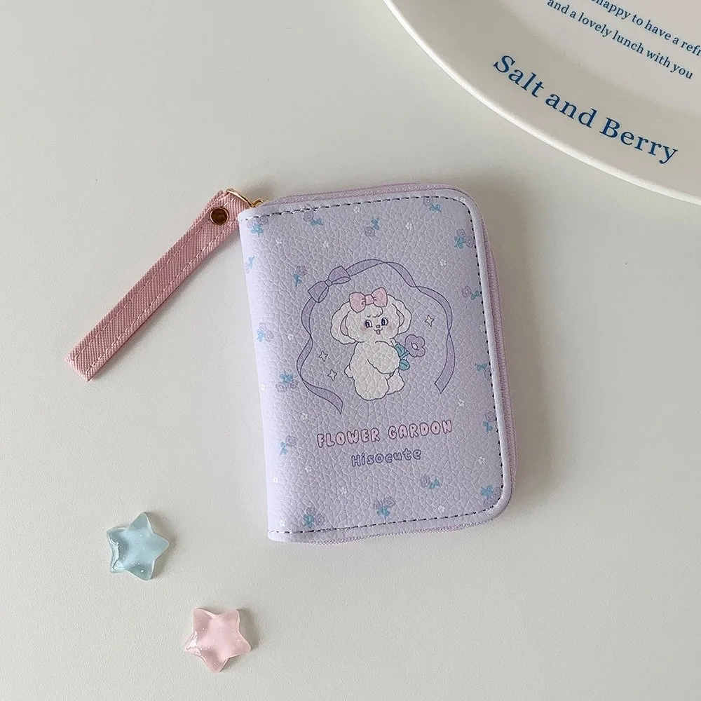 Bolsa de moedas de desenho animado de couro PU fofa 3 dobras carteira curta de gato fofo mini porta cartão para meninas