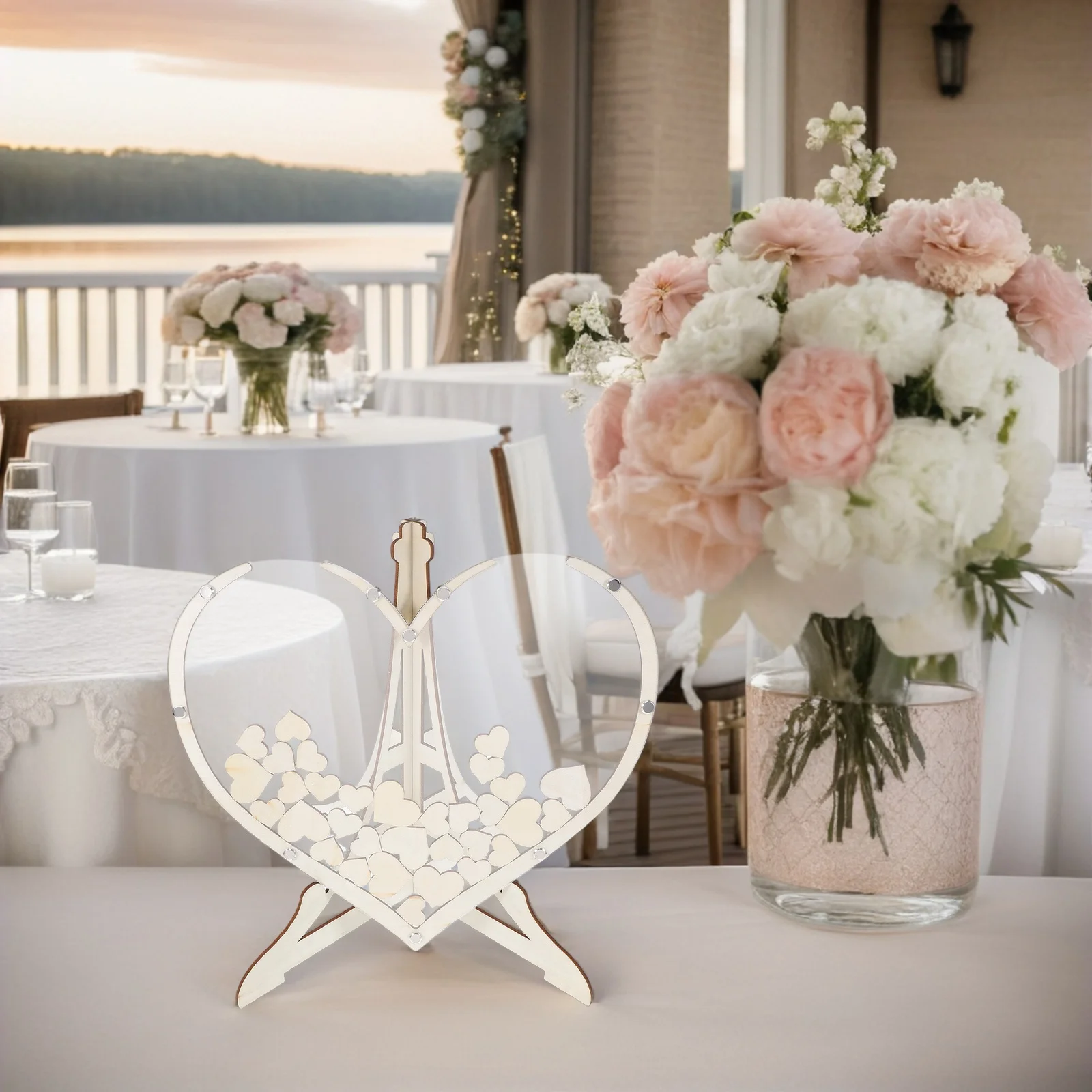 Rustic Wedding Guest Book Wooden Heart Drop Box Keepsake Storage Blank Hearts Special Occasions Guest Drop Box