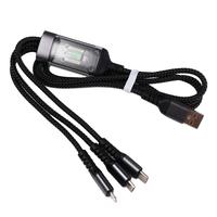 100W 5A 3 in 1 Fast Charging Cable Multiple Interfaces Data Cable 3 in 1 Charger Cable Braid Type-C Phone Fast Charger Cord