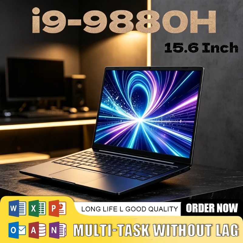 

2026 New 15.6 Inch Ultra Slim Gaming Laptop Study Office Home Use Notebook Intel i9-9880H 32GB RAM 2TB SSD 1080P