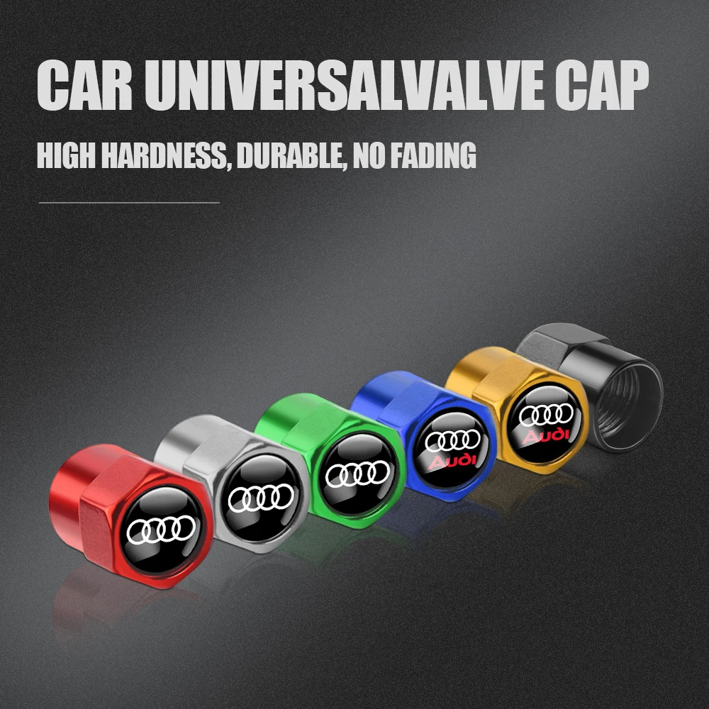 4pcs Car Wheel Tire Valve Stem Caps For Audi Sline A7 A8 A8L TT Q1 Q2 Q3 Q4 Q5 Q6 Q7 Q8 B2 B3 B4 B5 B6 B7 B8 B9 8P RS3 RS4 C7