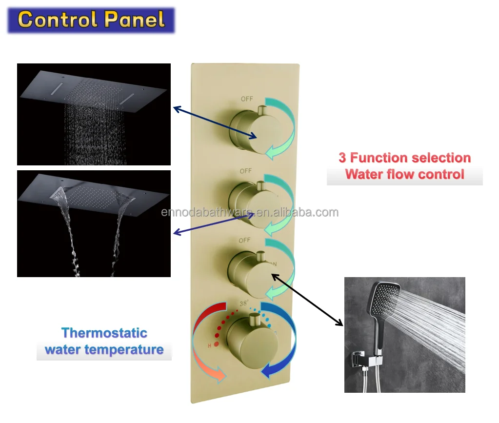 

High-flow Brass Shower Mixer Three-function Shower Thermostatic Valve Body
